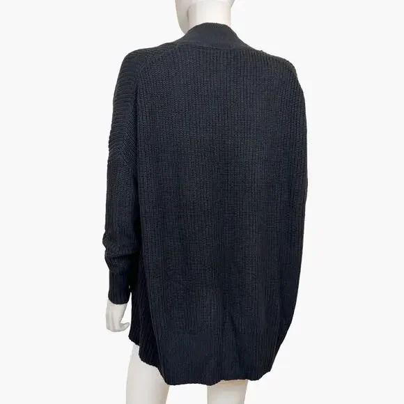 ACTIVE Unisex Long-Sleeve Chunky Ribbed Knit Open Cardigan (Black | Size S) - Picture 3 of 6